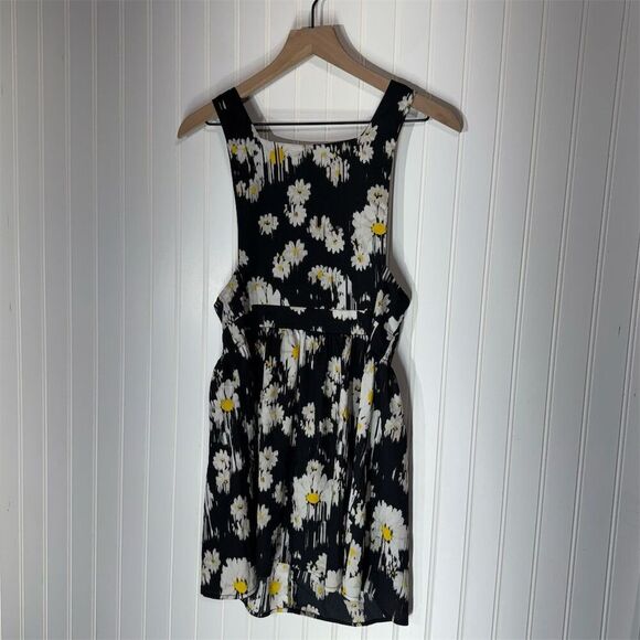 Wet Seal Daisy Floral Mini Dress Y2K Black White Yellow Sleeveless Zip Back S - Picture 1 of 6
